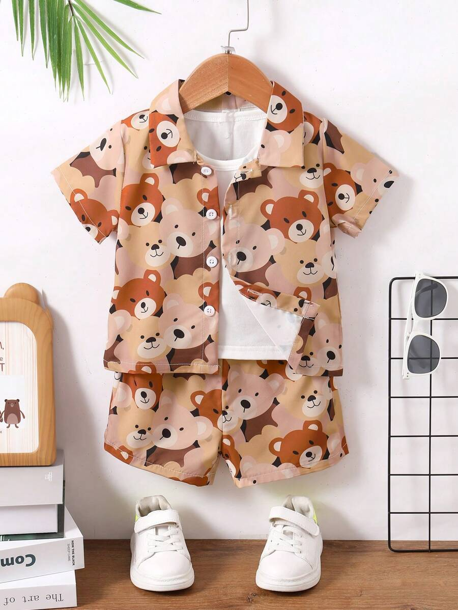 Tettdy Bear Print Kid's Co-Ord Set