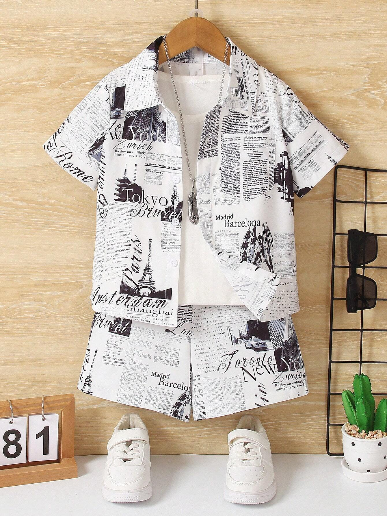 News Paper Print Kid's Co-Ord Set