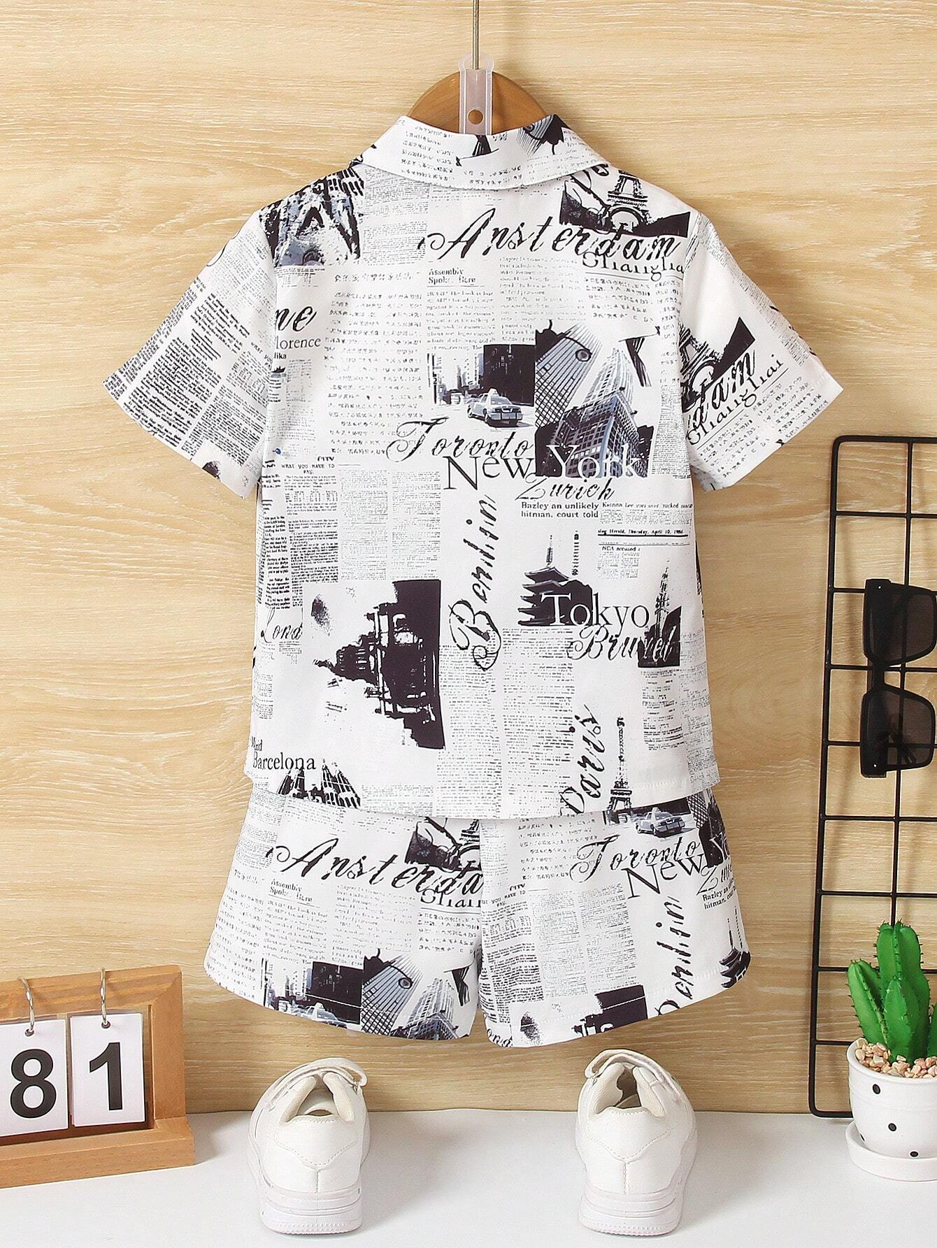 News Paper Print Kid's Co-Ord Set