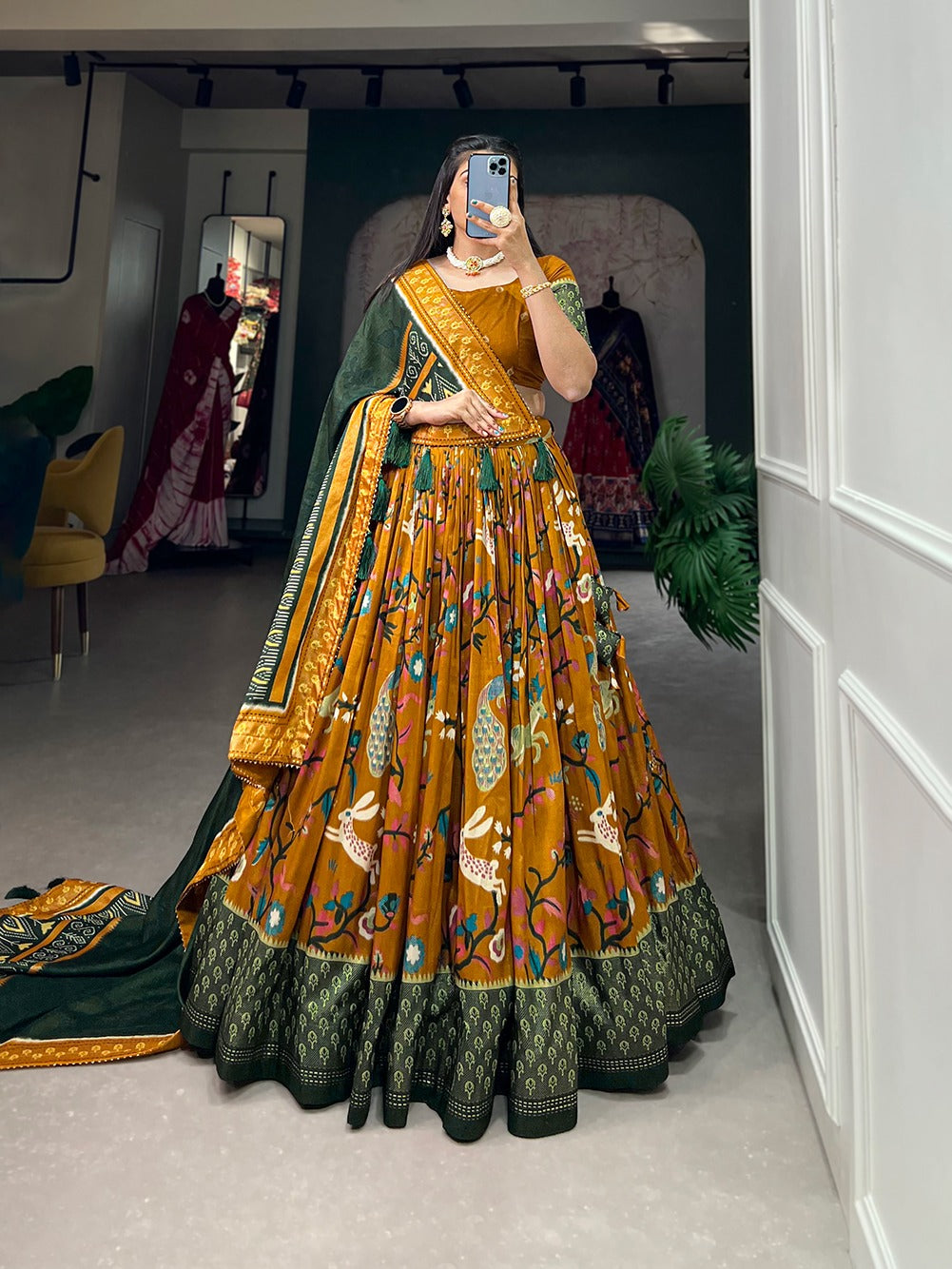 Tussar Silk Lehenga Choli With Dupatta (1485)