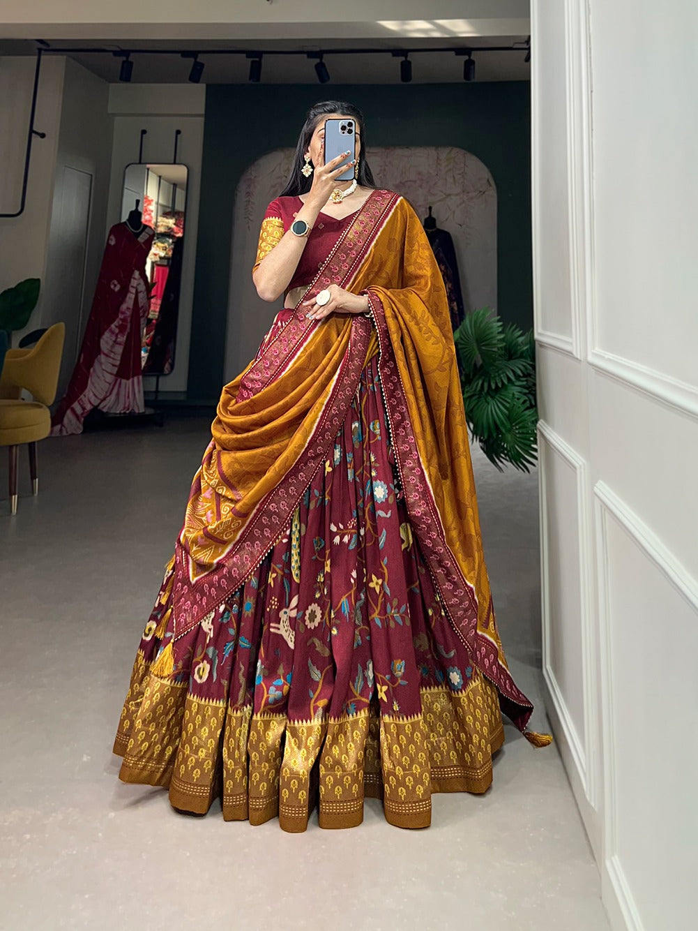 Tussar Silk Lehenga Choli With Dupatta (1485)