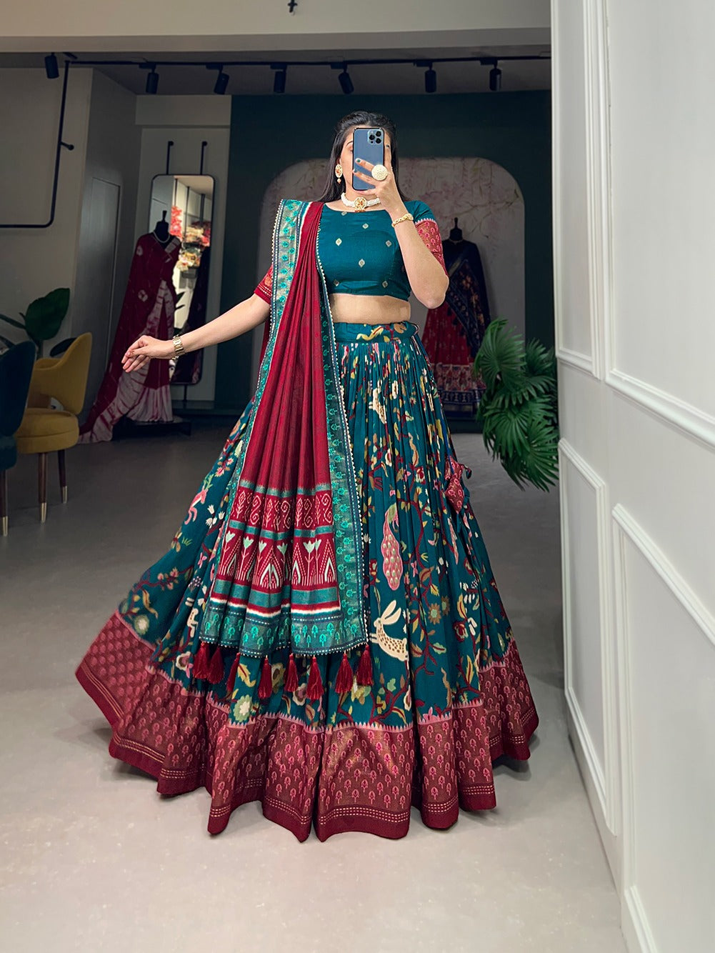 Tussar Silk Lehenga Choli With Dupatta (1485)