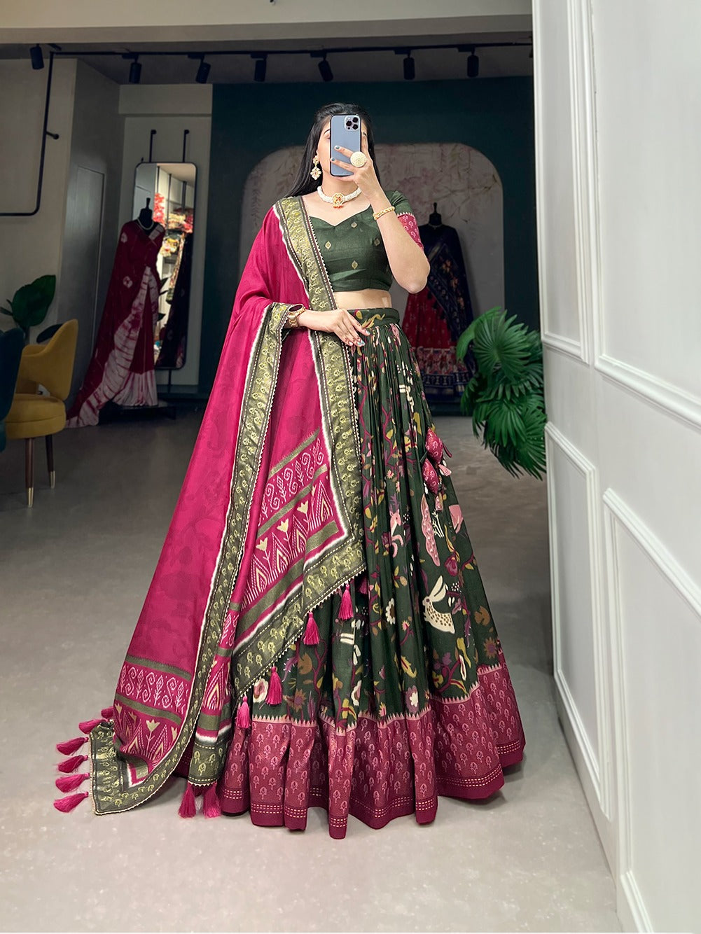 Tussar Silk Lehenga Choli With Dupatta (1485)