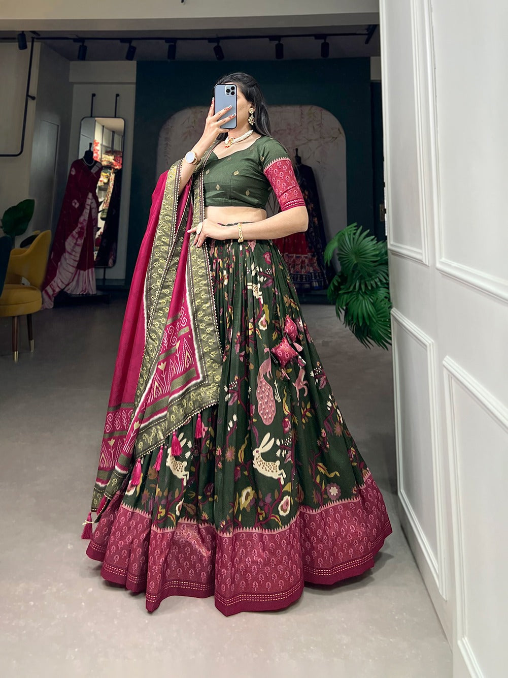 Tussar Silk Lehenga Choli With Dupatta (1485)