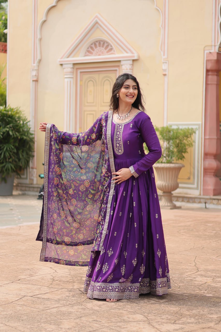 Embroidery Gown With Dupatta (LW9190)