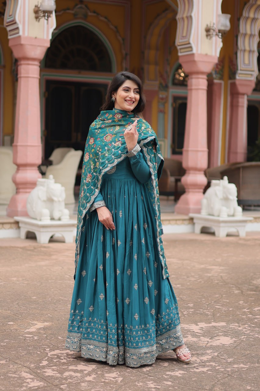 Embroidery Gown With Dupatta (LW9190)