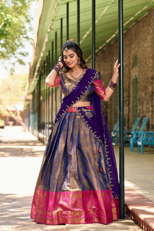 Zari Weaving Work Kanjivaram Wedding Lehenga Choli (LNB2020)