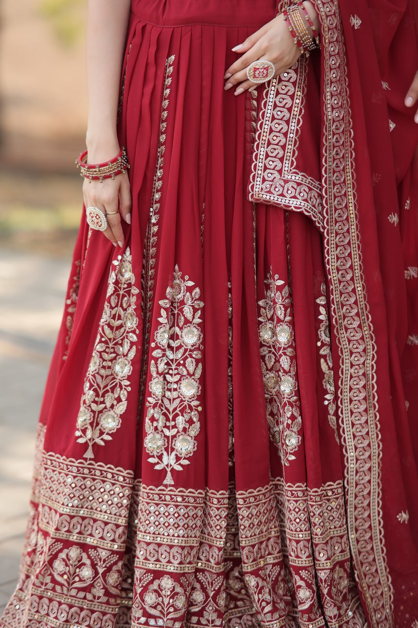 Red Color Embroidery Lehenga Choli (LW7114)