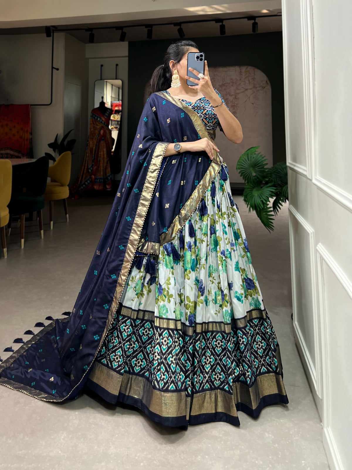 Floral Print Tushar Silk Lehenga Choli (1431)