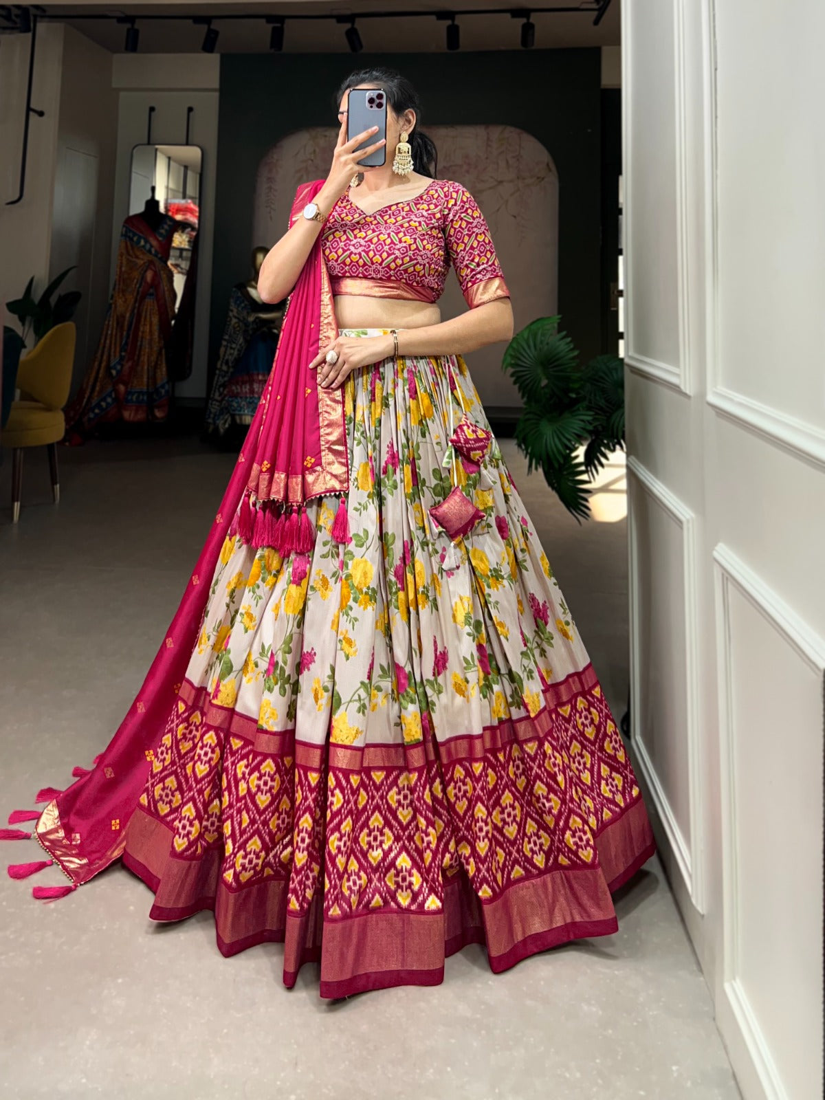 Floral Print Tushar Silk Lehenga Choli (1431)