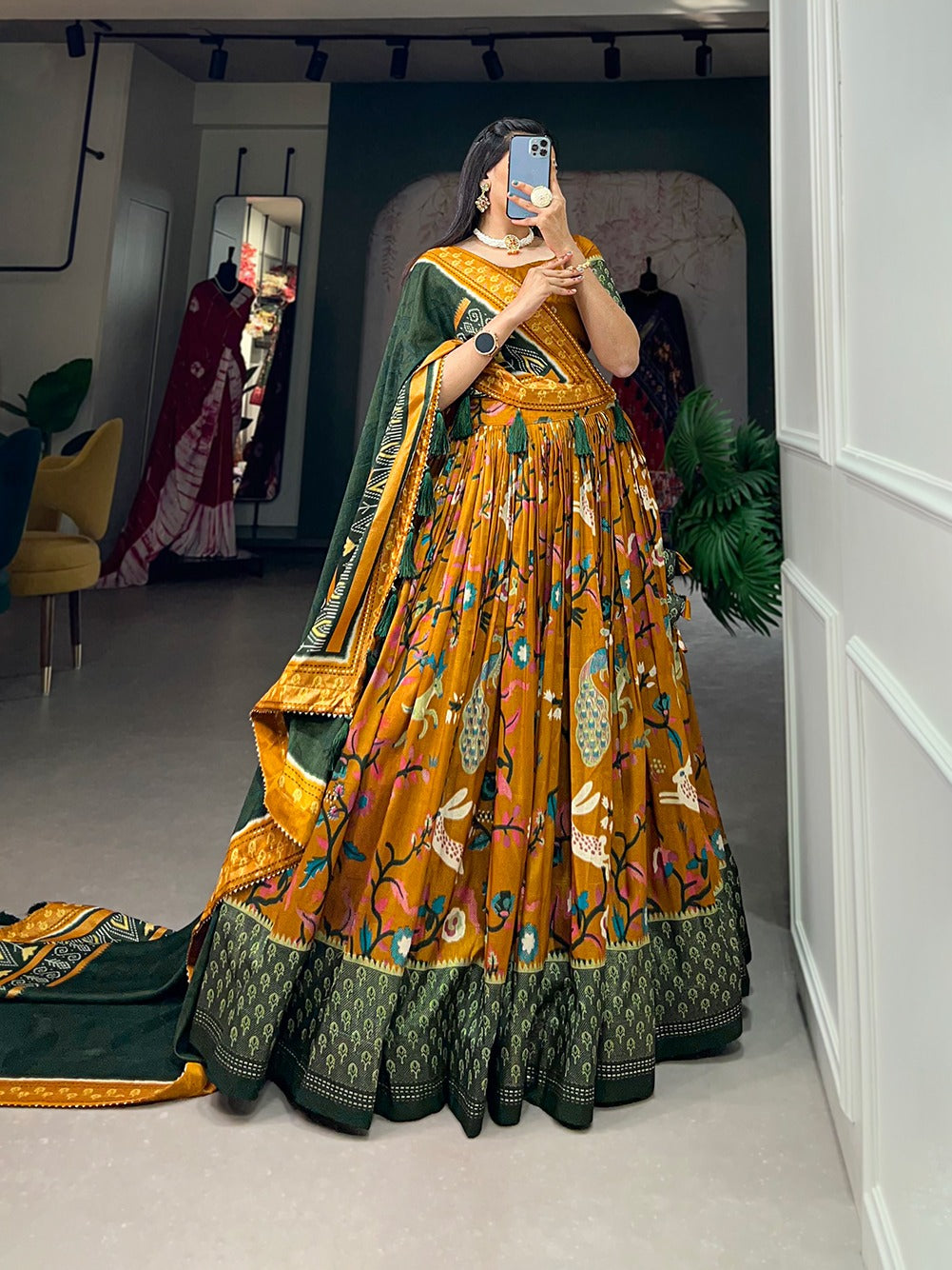 Tussar Silk Lehenga Choli With Dupatta (1485)