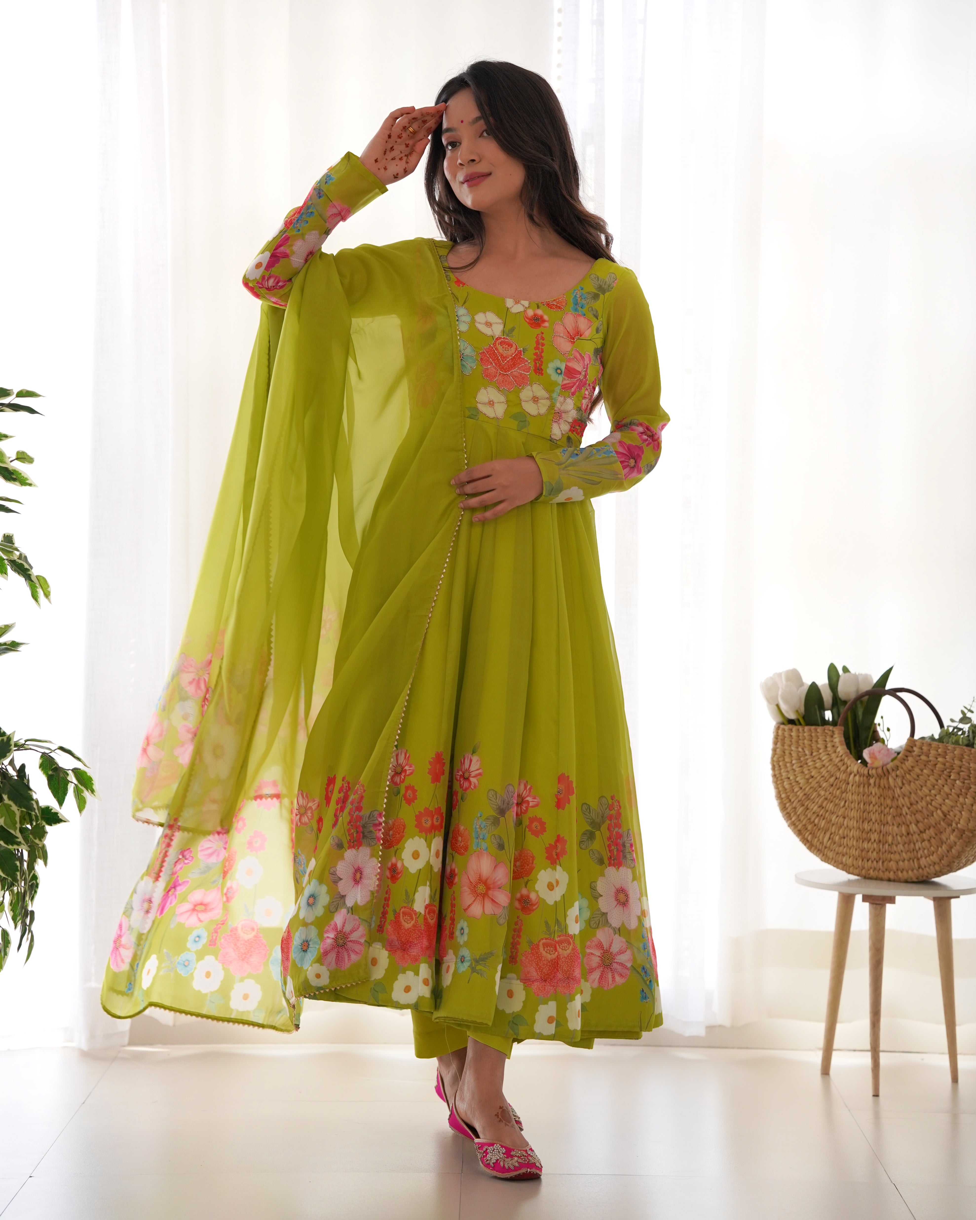 Handwork Anarkali Three Per Sut (NKB25)