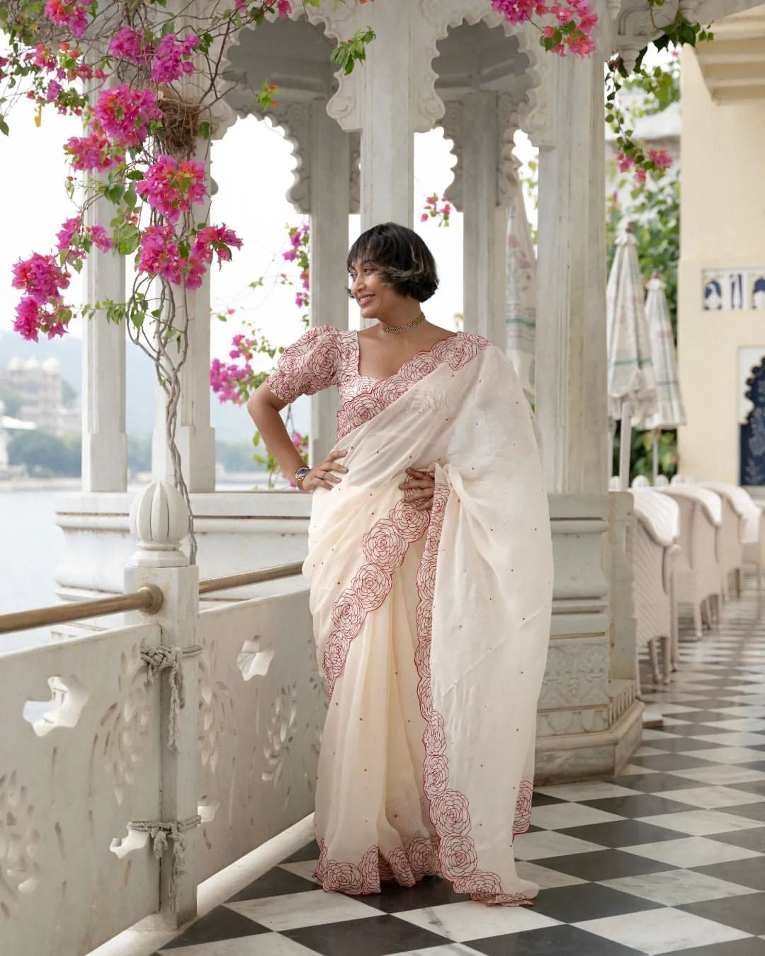 Organza Saree With Embroidery With Diamond Work (NC5380)