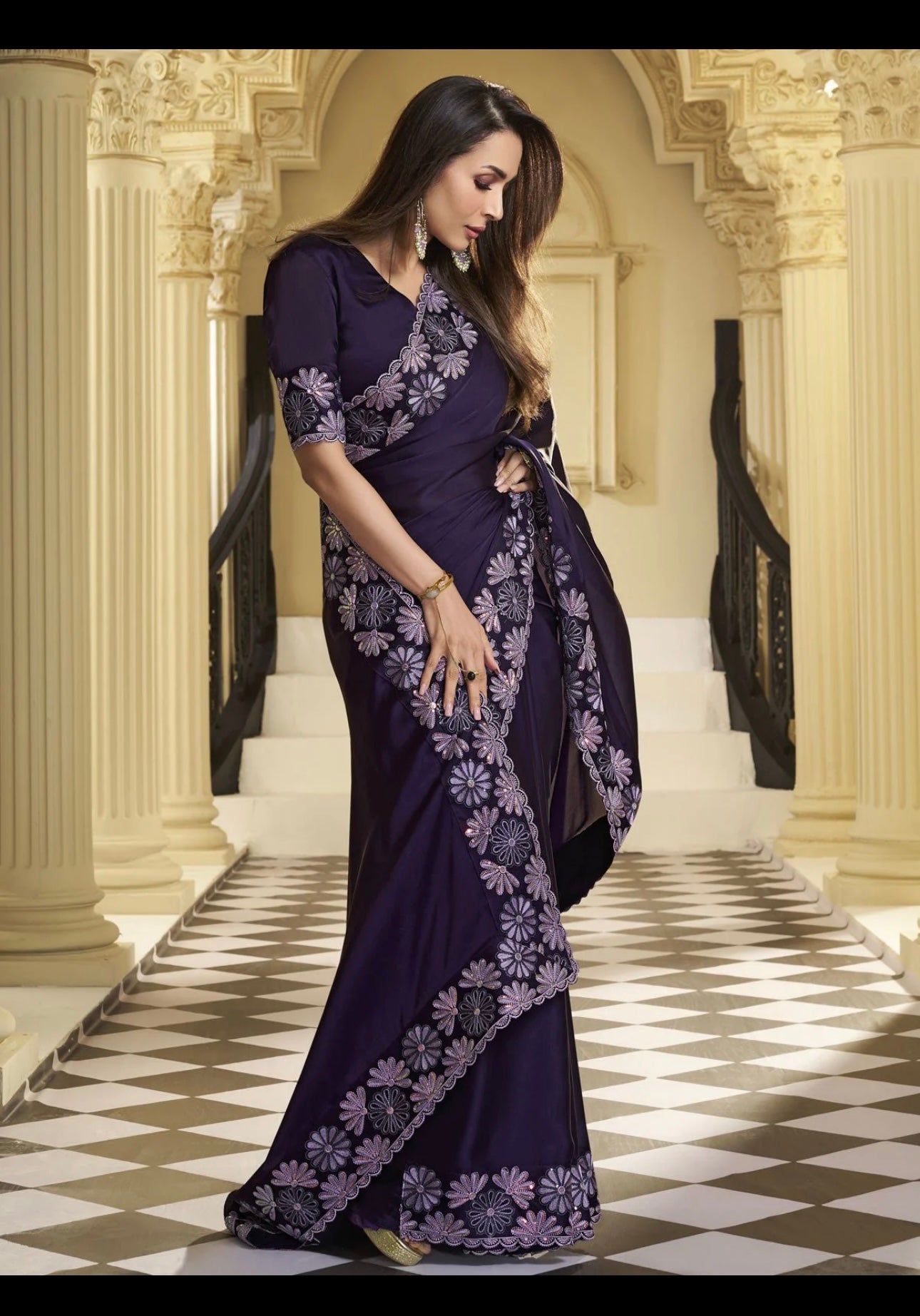 Blooming Rangoli Fabric Saree With Embroidery Work (NC5379)